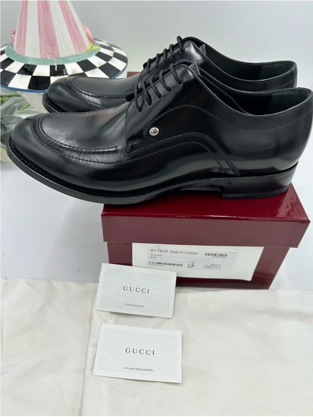 Men’s Gucci, Jasper, leather derby shoes size 10 fits 11 US made in Italy